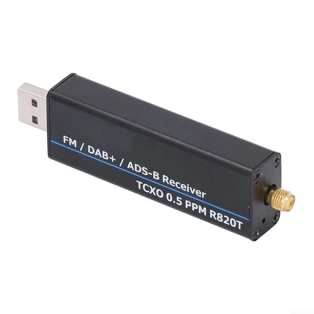 Récepteur USB RTL-SDR large bande 100 kHz à 1766 MHz avec chipset RTL2832U R820T2 et TCXO 0,5 PPM, support multimode AM NFM FM pour DSB USB LSB CW, entrée 50 Ohm, boîtier en aluminium