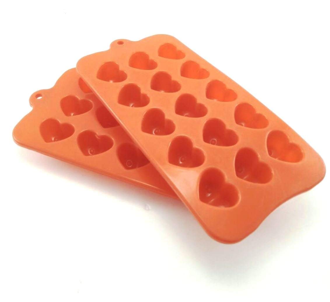 MACKLON Chocolate Making Molds Tray (High Thickness) Heart Shape 15 Cavities in Each Mould (Multi Color- Pack of 2)