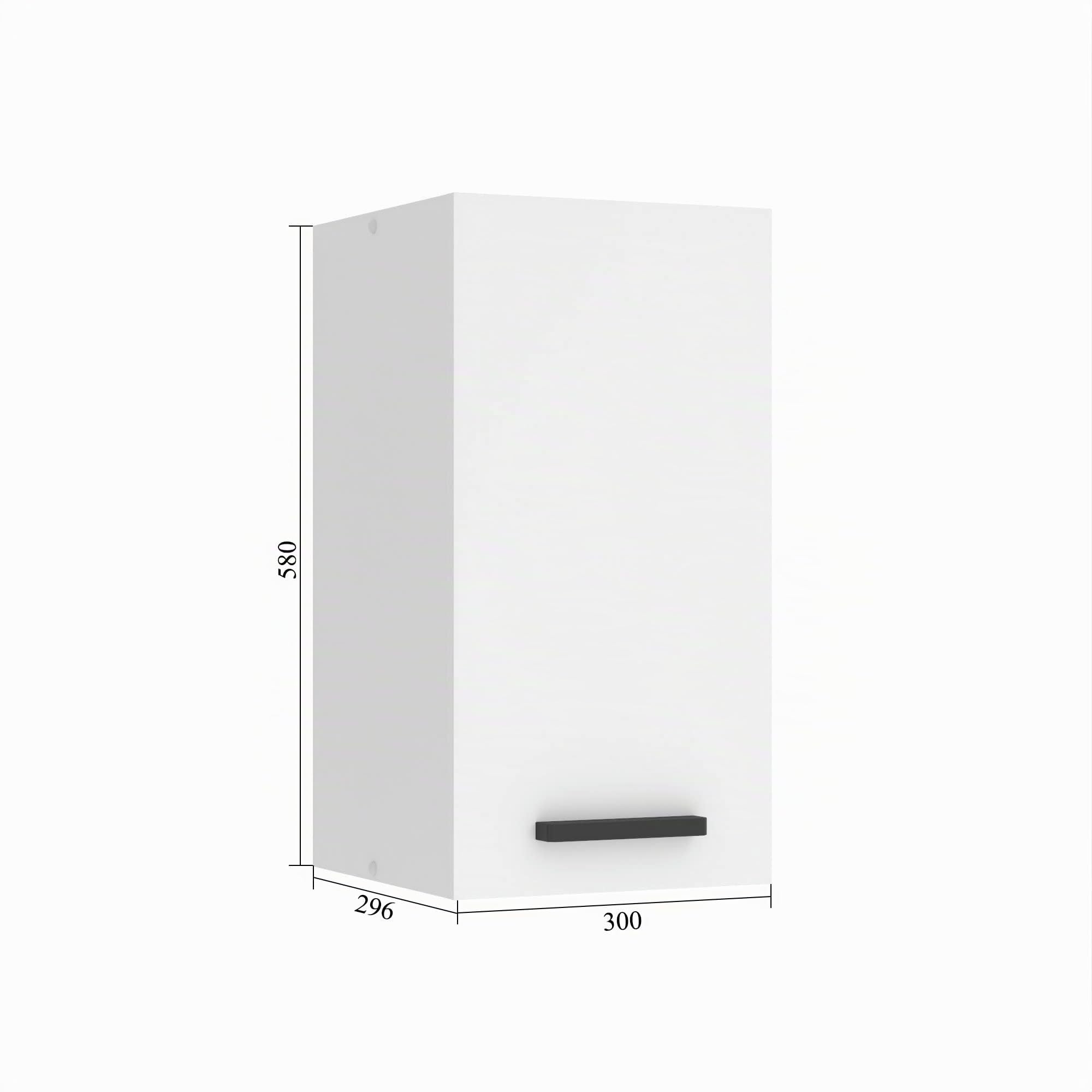 Belini Meuble Haut Cuisine SG 30 cm, avec 1 Porte, chêne Sonoma | Meubles de Cuisine - Mural, Rangements, 1 Porte, Taille: 29,6 x 30 x 58 cm, Armoire Murale avec Poignée en Métal