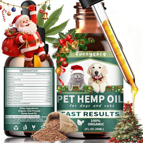 FUZZYCARE Hemp Oil for Dogs & Cats, Anxiety & Stress Relief Drops with Omega 3-6-9,Hemp Oil Helps with Pain, Stress, Sleep, Arthritis, Seizures Support, Calming Pet Supplement for Small & Large Pets