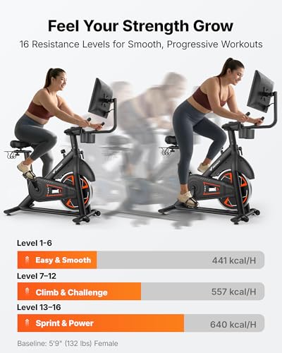 Image of MERACH Exercise Bike with Screen, 21.5 inch HD Display, Magnetic Resistance | Stationary Bike for Home, Exclusive App with Courses, 330lbs Capacity, Low Noise, Adjustable Seat & Handlebars