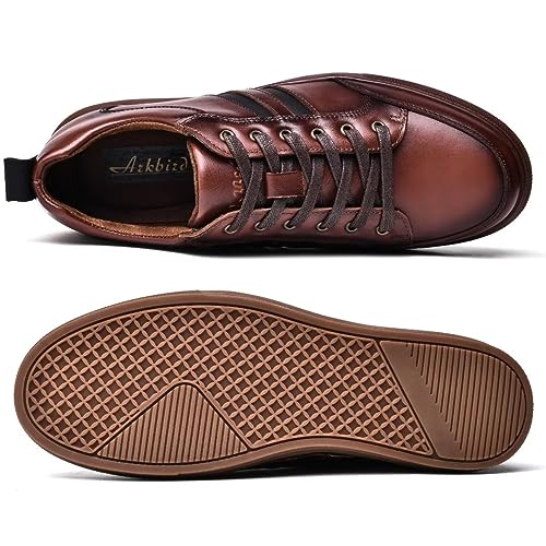 Image of Arkbird Casual Sneakers, Breathable Lace-Up Leather Walking Shoes Comfortable Fashion Sneakers for Men Daily Work