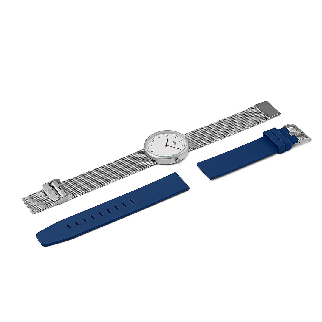 Braun Reloj analógico de Cuarzo de 2 manecillas con Correa de Goma de Silicona Adicional, Barras de Resorte de liberación rápida, 38 mm.