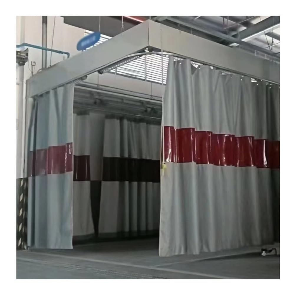 Schwer entflammbarer Schweißvorhang mit Sichtfenster, industrielle Garagen-Trennwände, Brandschutzdecken für Werkstatt und Lager, Grau, 1,6 x 2,5 m