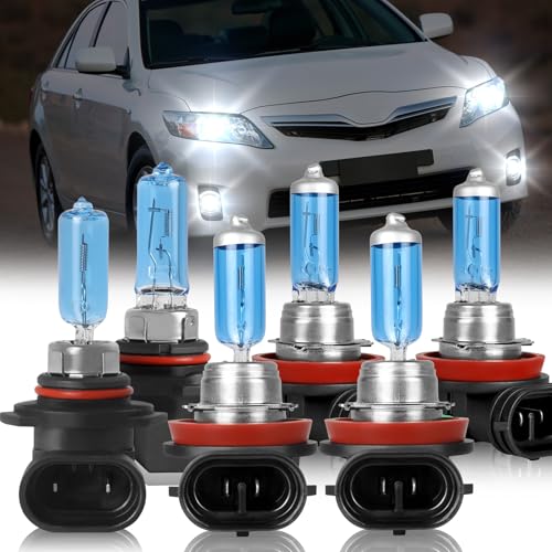 IVBDQV Fit 2007-2014 for TOYOTA CAMRY Headlight Bulbs, 9005/HB3 High Beam and H11/H9 Low Beam and H11/H8/H16 Fog light Halogen Bulbs 300% Brightness High Performance Halogen Bulbs Combo 6PCS -  LUSU20-9005+H11+H11