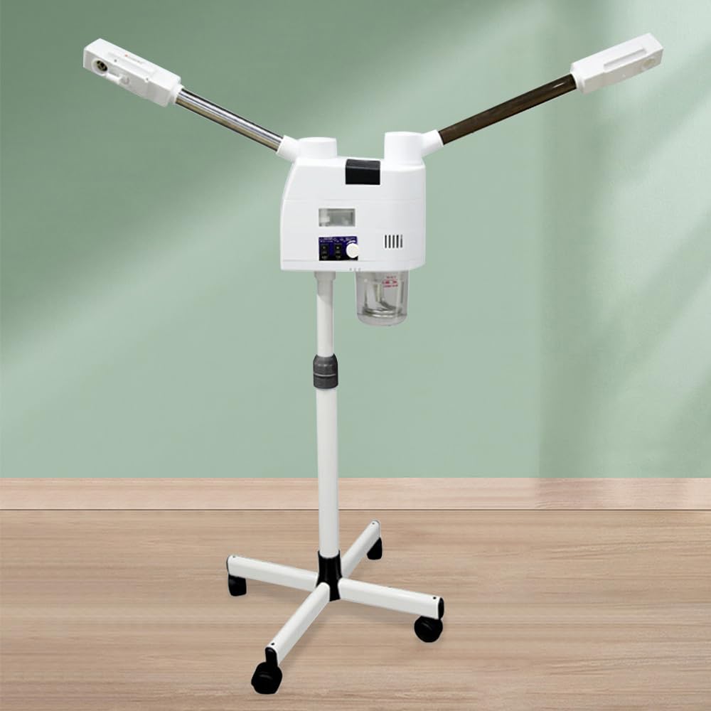 Gesichtsdampfgerät,Professionelle 2 In 1 Gesichtsdampfer 800W Vapozon Beauty Sprayer Gesicht Heiße und Kalte Gesichtssauna Heiße und Kalte Ozone Bedampfer Verstellbare Höhe