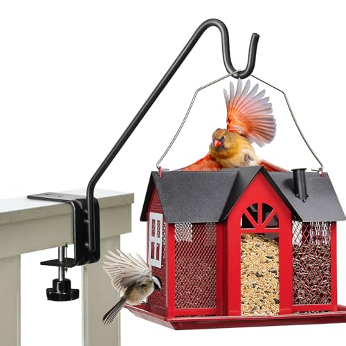 Kingsyard Middium Heavy Duty Deck Hook - 10 inch Metal Deck Railing Hooks for Hanging Bird Feeders, Planters, Suet Baskets, Lanterns, Wind Chimes