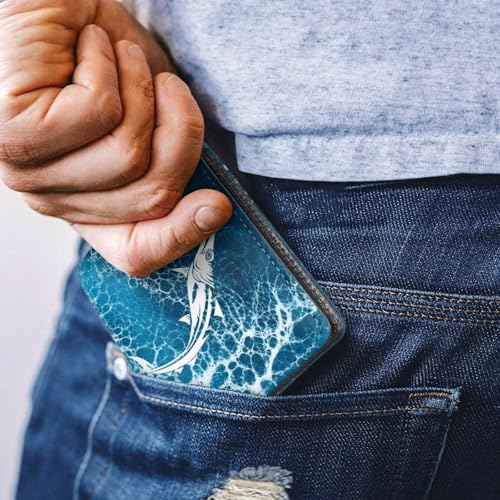 Image of Coldinair Ocean Shark Kids Wallet for Boys Novelty Leather Boys Wallet for Kids 4-12,Credit Card Cash Id Holder Cool Slim Bifold Small Coin Purses for Youth Teenager Child