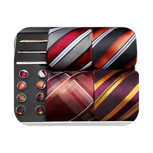 Image of Barry.Wang Designer Mens Tie Sets Collection, Eleagnt Gift Box Tie Clips Handkerchief Cufflink Set