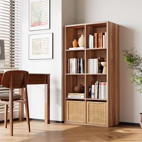 IRONCK-8-Cube-Storage-Organizer-Reversible-Cube-Bookshelf-Oak-Brown-8-cube-reversible-shelf-organizer-Bookshelf-or-TV-stand-Extra-thick-frame-FSC-certified-Anti-tip
