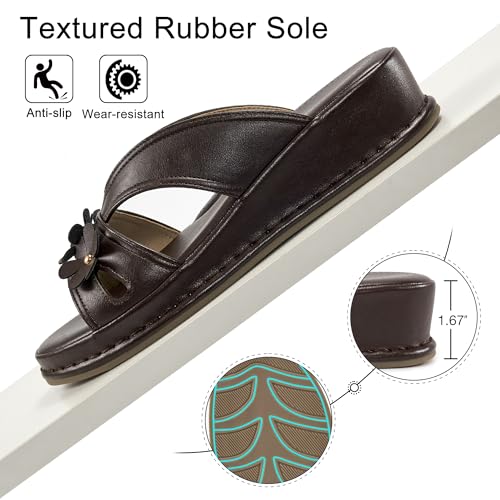 Ecetana Sandals for Women 2025 Wedge Slides Dressy Summer Comfortable Memory Foam Slip on Casual Platform Shoes4