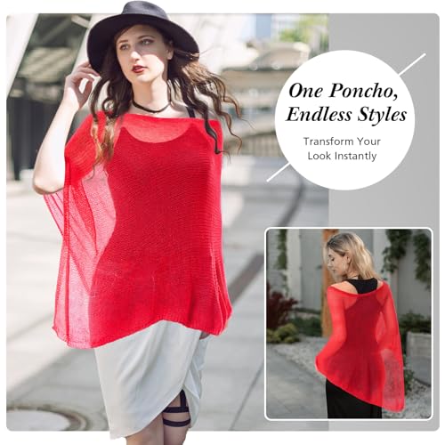 Image of Women Sheer Poncho Shrug Summer Sheer Blouse Top Lightweight Poncho Bolero for Evening Dress