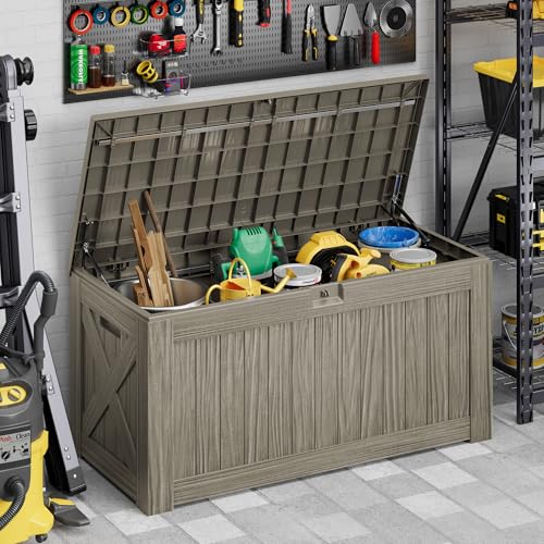 Image of Devoko 125 Gallon Outdoor Storage Box, Waterproof Resin Deck Box