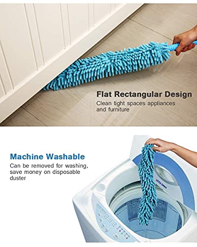 Image of TEKCOOL Fan Cleaner Brush with Long Rod Flexible Fan Cleaning Mop Microfiber Dust Cleaner Foldable Duster for Home Cleaning Microfiber Duster for Cleaning of Home, Kitchen, Car, Ceiling, Blue