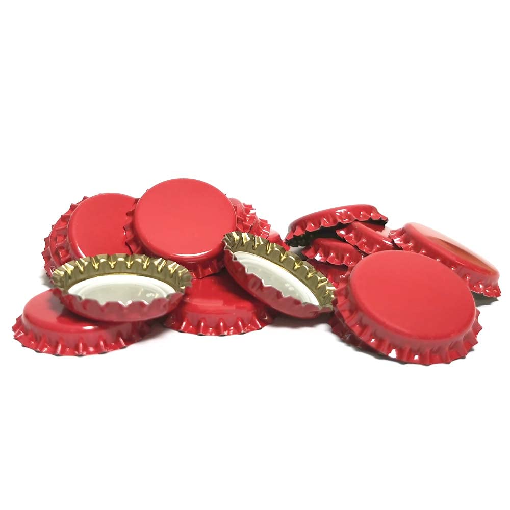 DIAH DO IT AT HOME 100 Pack Red Crown Caps 26mm - Decorative Beer Bottle Caps for DIY Homebrew, Fruit Cider & Radler - Airtight Sealing Crowns for Standard Glass Bottles (Set of 100)