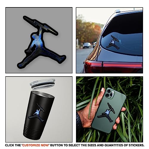 Image of Lineman Jumping Stickers Waterproof Vinyl Decal for Laptop Stickers, Hardhat Stickers for Men, Blue Collar Stickers for Toolboxes Size 4 inch