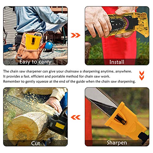 SDMS Chainsaw Sharpener, Portable Chain Saw Blade Teeth Sharpener Work Sharp Fast-Sharpening Stone Grinder Tools Suitable for 14/16/18/20 Inch One/Two Holes Chain Saw Bar