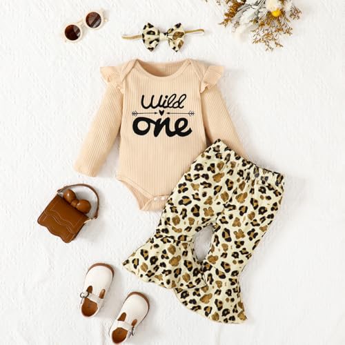 Shalofer Baby Girl 1st Birthday Outfit First Birthday Clothes One Year Old Birthday Leopard Bodysuit2