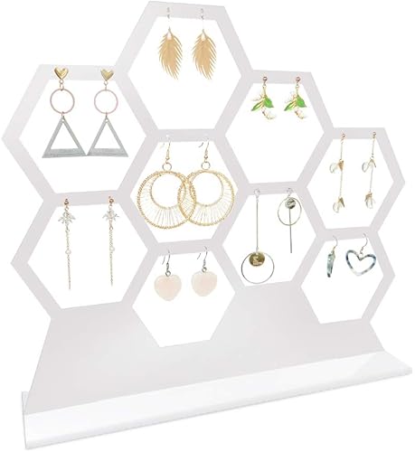 Miniatura 2 de Soporte para pendientes acrílico con forma de pendiente y forma de panal transparente para pendientes organizador de joyas accesorios de