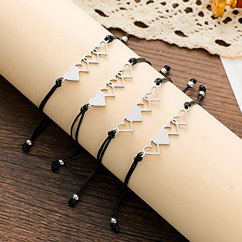 COLORFUL BLING 2/3/4/5 Pcs Best Friends Bracelet Friendship BFF Bestie Matching Heart Long Distance Bracelets Gift for Women - Image 4