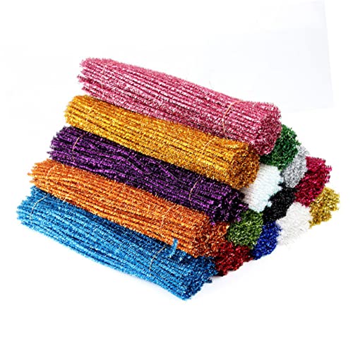 DOITOOL 200pcs Glitter Twist Stick Craft Material Holiday Glitter Gold Bulk Strands Golden Tinsel Christmas Tree Chenille Stems Christmas Tinsel Light Christmas Decorations Orange