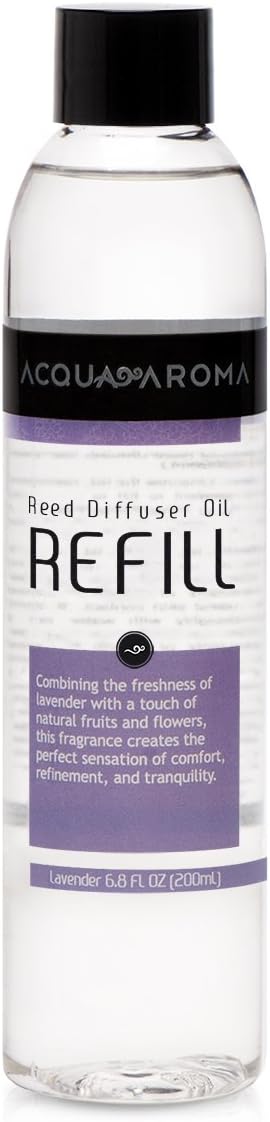 Acqua Aroma Lavender Reed Diffuser Oil Refill 6.8 FL OZ (200ml) Contains Essencial Oils Handcrafted Made in Brazil