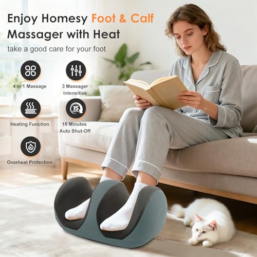 Image of Shiatsu Foot Massager, Foot and Calf Massager with Heat, Grey