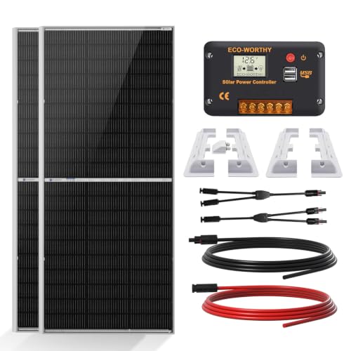 ECO-WORTHY 390W 12V Bifacial Solar Panel Kit with Brackets for...