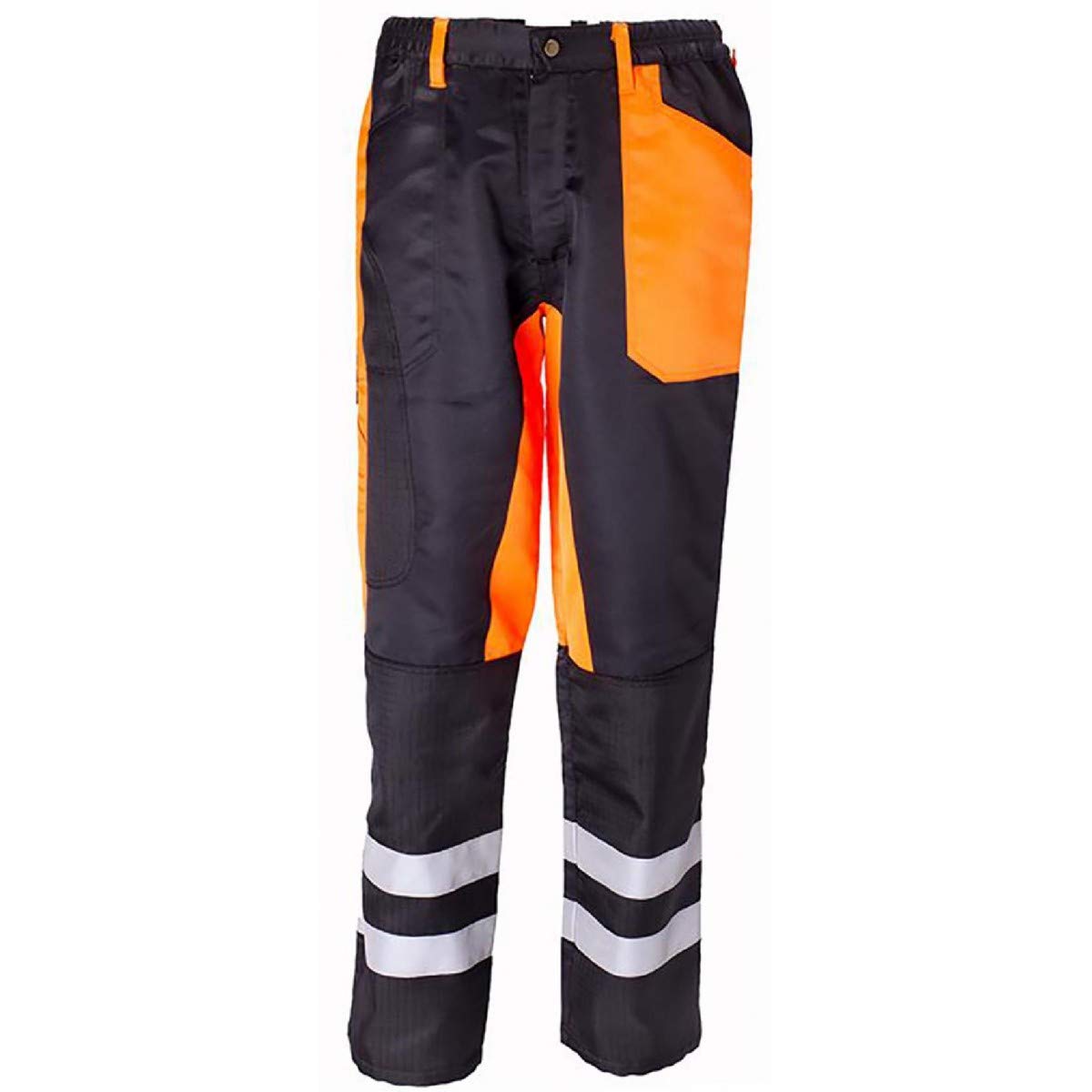 AMA Pantalón para trabajos forestales o de jardinería, ultrarresistente y de fácil lavado, talla, Negro y naranja., XXL
