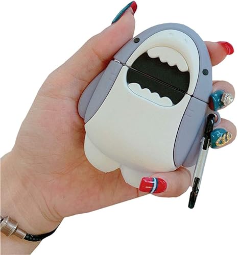 ICI-Rencontrer Compatible con auriculares Airpods 1 y 2, para niños, niñas, mujeres, 3D, diseño de animales de ballena, carga inalámbrica, con