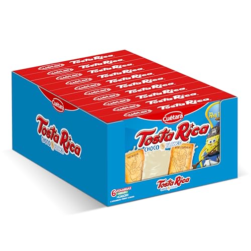 Galletas TostaRica Chocolate Blanco 146g (Pack de 10) - Total 1,46kg - Ahora con dibujos de Bob Esponja