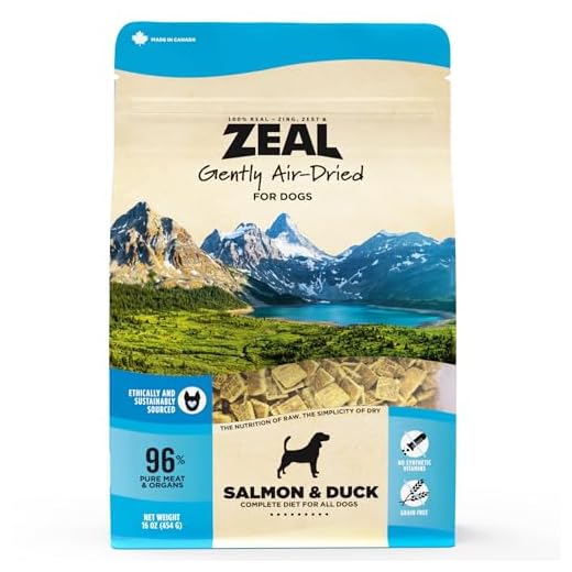 ZEAL Canada Air-Dried Salmon & Duck Recipe for Dogs - Superfood Omega-3 Rich, Dual-Protein, Grain Free, No Fillers, Complete Nutrition (Salmon & Duck, 1 lb)