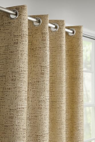 Stuffique Polyester Eyelet Texture Pattern Curtain 7 Feet Long, Pack of 1 (Brown)