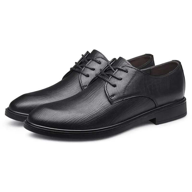 Men's Dress Shoes Pu Leather Breathable Fashion Lace Up Non Slip Rubber Sole Slip Resistant Anti-Slip Prom Wedding Evening(Black,6)3