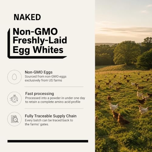 Image of Naked 3LB Non-GMO Egg White Protein Supplement Powder, Unflavored, No Additives, Paleo, Dairy Free, Gluten Free, Soy Free - 25g Protein, 44 Servings, 3 pounds