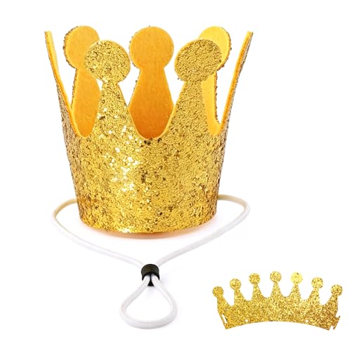 Vesil Gold Dog Birthday Crown Adjustable Pet Crown Hat for Cats