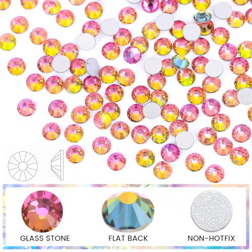 Image of Novani Crystal Rhinestones, Flatback Loose Gemstones 288pcs Glass Rhinestones for Clothes Shoes Crafts Makeup Nail Art and DIY Decorations(SS30, Rainbow)