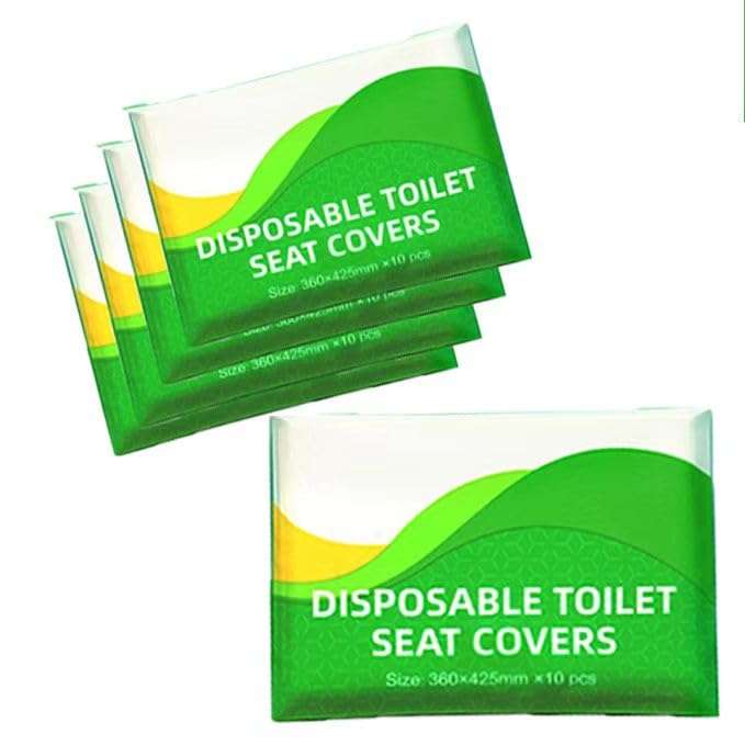 Toilet Paper Seat Covers (5 packs of 10 pieces)-Disposable Flushable Toilet Seat Covers, Portable Toilet Seat Covers for Travel Accessories, Companies and Camping. (WHITE) image 5