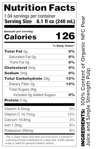 Pomona Organic Pear Juice, Cold Pressed USDA Organic Juices, Pears And Lemon Juice, No Added Sugar, Not From Concentrate, Vegan, Kosher, Non GMO, Pasteurized, 8.4 Oz Glass Bottles - Image 5