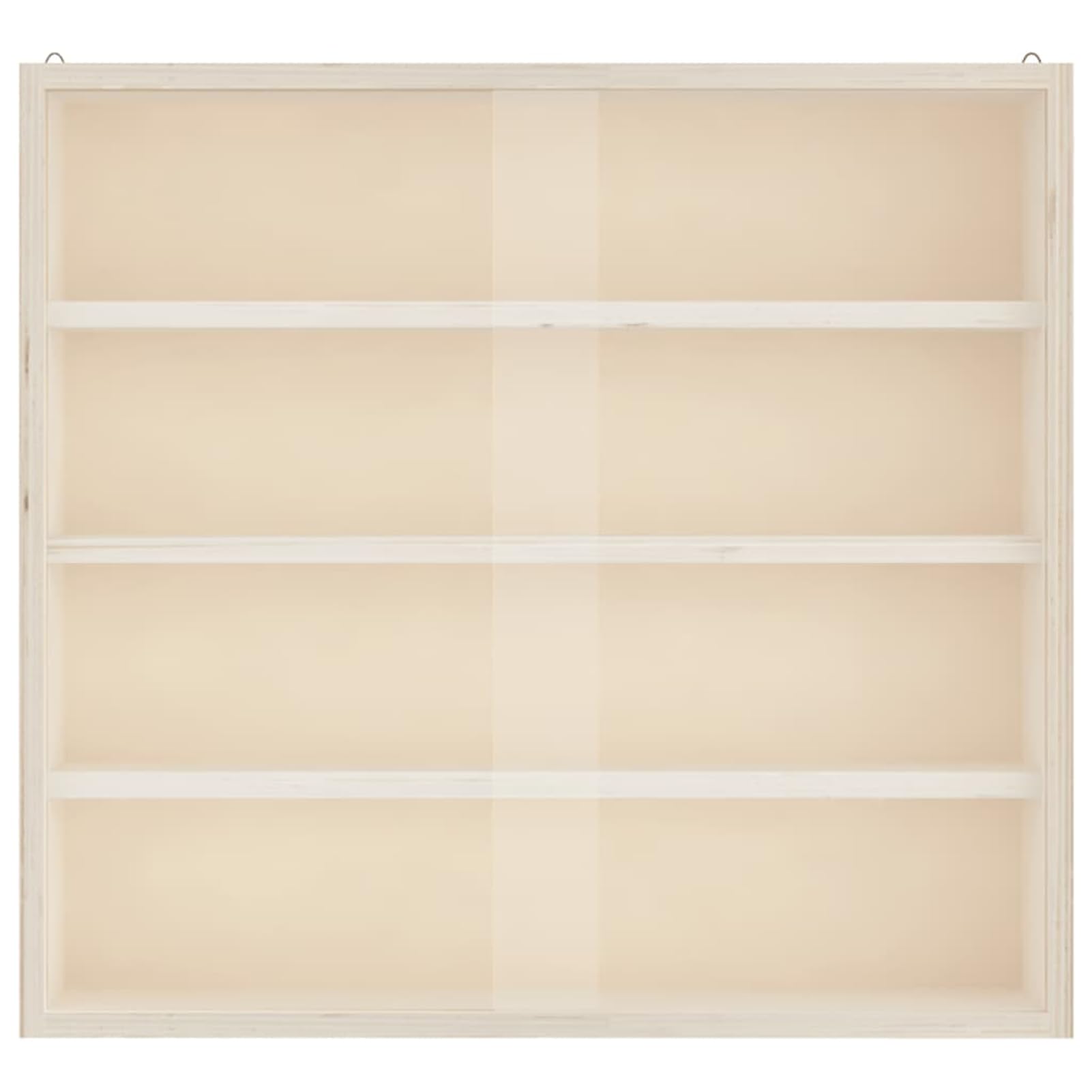 Homgoday Sammlervitrine aus Holz mit Schiebetüren, Wandvitrine mit 4 Fächern, Sperrholz-Schaukasten in Weiß 40x8,5x37 cm, für Wohnzimmer, Esszimmer oder Schlafzimmer 4017385