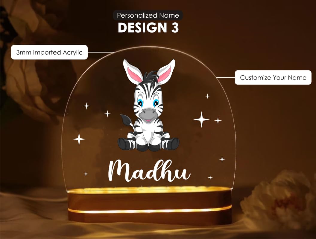 THE GRANDEUR Acrylic Personalized Name LED Night Table Lamp Gifts for Men Women|Customized Gifts for Men Women Husband Wife Girlfriend Boyfriend (Design 13), Transparent 3