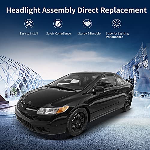 Autosaver88 ATHA0037 Headlight Assembly Compatible With 2006-2011 Civic Coupe Oe Style Replacement Headlamps Black Housing thumb #4