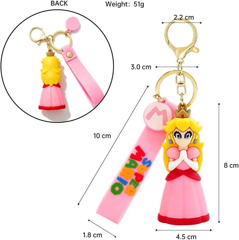 ACZHHZC Mario Keychains, Cute Backpack Key Chain Accessories, Fun Keyring Jewelry Gift for Men and Women