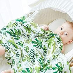 Anbenser Receiving Baby Blanket for Boy Girl 47″ x 47″ Breathable Bamboo Cotton Muslin Swaddle Blankets Green Leaf