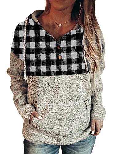 AlvaQ Womens Sweatshirts and Hoodies Plus Size Casual Patchwork Long Sleeve Pullover Hooded Tunic Tops Black 1x