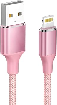 Apple MFi Certified Lightning to USB Adapter Cable High Speed Data Transfer Fast Charging OTG Cord for iPhone 14 13 12 11 Pro Max XS XR X 8 7 6S 6 Plus SE 5S 5C iPad mini Air Pro Pink