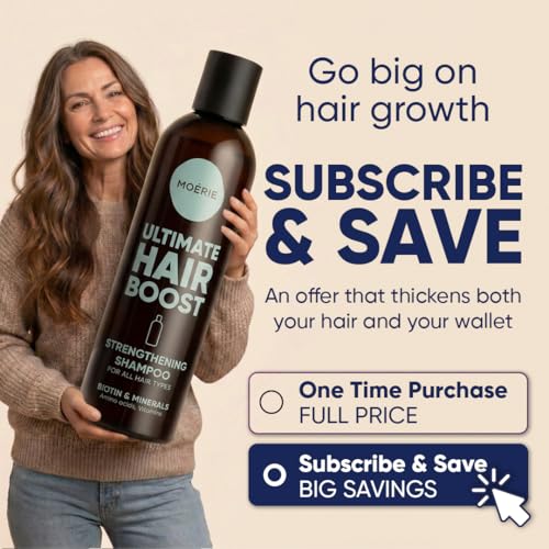 Image of Moerie Hair Growth Shampoo for Men and Women, Hair Loss Solution with Biotin and Rosemary, Thickening Shampoo for Thinning Hair - Ultimate Boost for All Hair Types