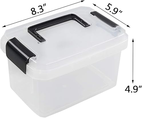 Vista 23 de Caja de almacenamiento de plástico de 10 L, caja de cierre transparente con asa, juego de 4