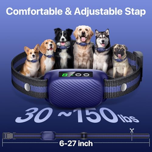Dog Bark Collar for Large Medium Dogs,Automatic Barking Collar with 3 Training Mode,Rechargeable Anti Bark Collar with 8 Adjustable Sensitivity (Midnight)