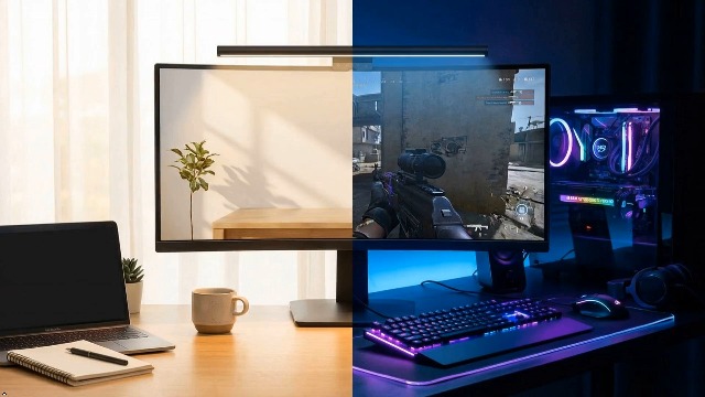 Image of Monitor Light Bar 19.7 inch, No-Glare Asymmetric Desk Screen Lamp | Auto-Dimming USB Reading Lamps, CRI Ra97, 2700K-6500K & Stepless Dimming, Touch Control, 5V /2A Adapter for Home Office